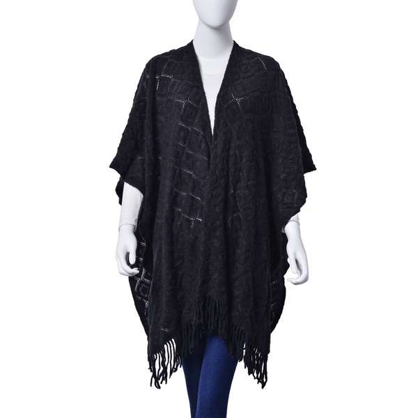 Checks Pattern Black Colour Kimono with Tassels (Size 95x75 Cm)