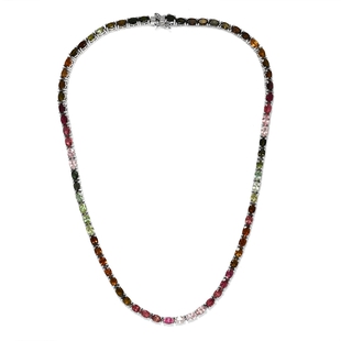 Multi Tourmaline Necklace (Size - 18) in Platinum Overlay Sterling Silver 32.02 Ct, Silver Wt. 23.10