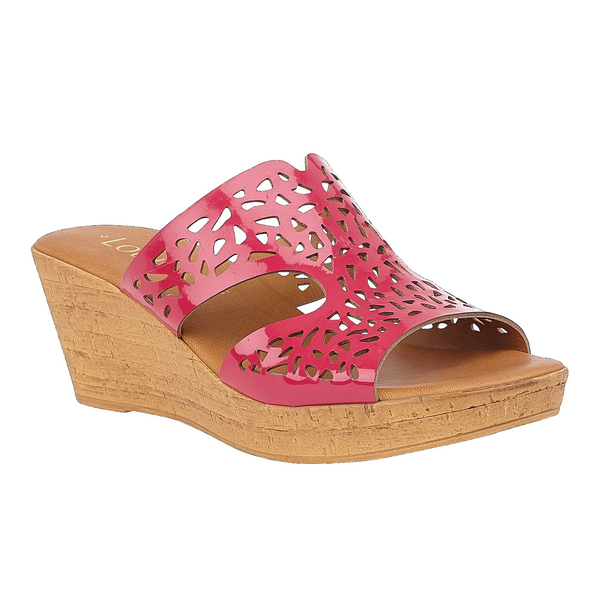 Lotus Bessia Wedge Sandals in Fuchsia Pink Colour