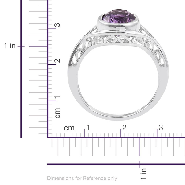 Natural Uruguay Amethyst (Ovl) Solitaire Ring in Platinum Overlay Sterling Silver 2.000 Ct.