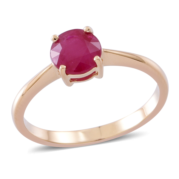 9K Yellow Gold 1 Ct AA Ruby Solitaire Ring