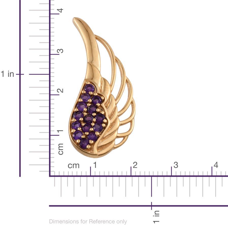 Amethyst (Rnd) Angel Wings Climber Earrings in 14K Gold Overlay Sterling Silver 1.750 Ct.