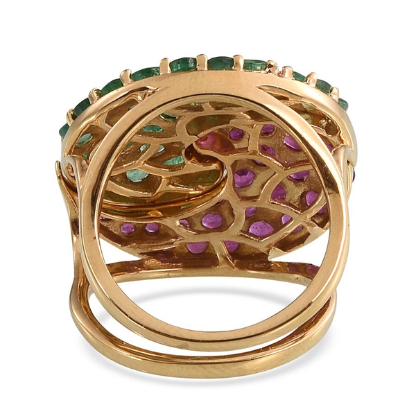 African Ruby (Rnd), Brazilian Sakota Emerald Ring Set in 14K Gold Overlay Sterling Silver 5.750 Ct.