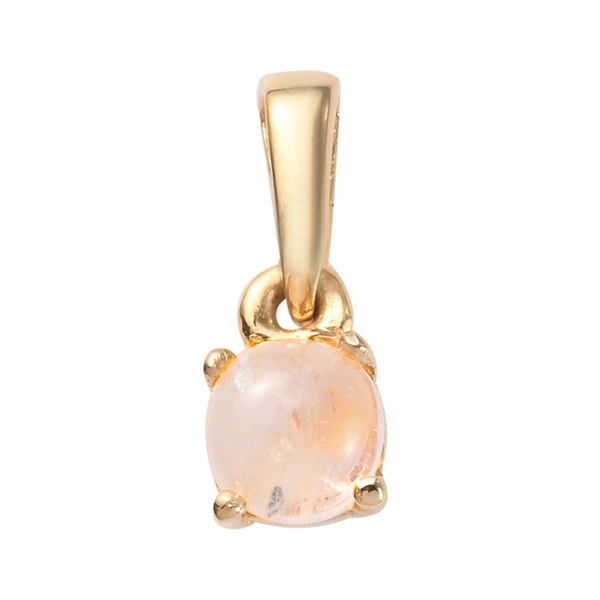 0.75 Ct Rainbow Moonstone Solitaire Pendant in Gold Plated Silver
