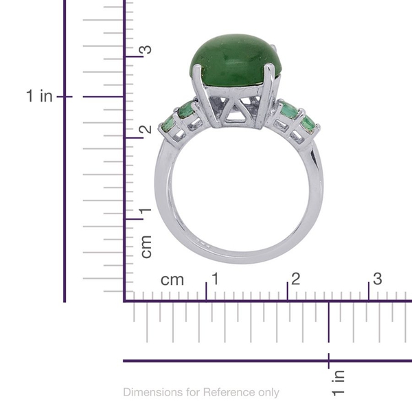Emerald Quartz (Rnd 4.25 Ct), Kagem Zambian Emerald Ring in Platinum Overlay Sterling Silver 4.500 Ct.