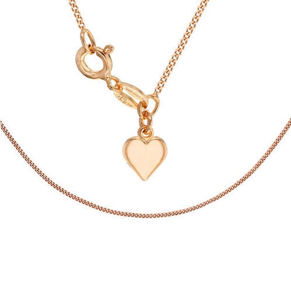 Rose Gold Overlay Sterling Silver Heart Curb Chain (Size 18) with Spring Ring Clasp
