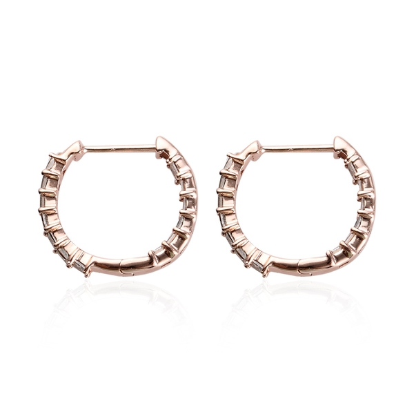 9K Rose Gold SGL Certified Champagne Diamond (I2-I3) Full Hoop Earrings 1.00 Ct.