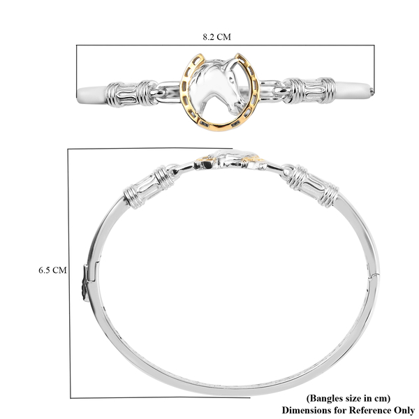 Horseshoe Bangle (Size 7.5) with Clasp in Two Tone