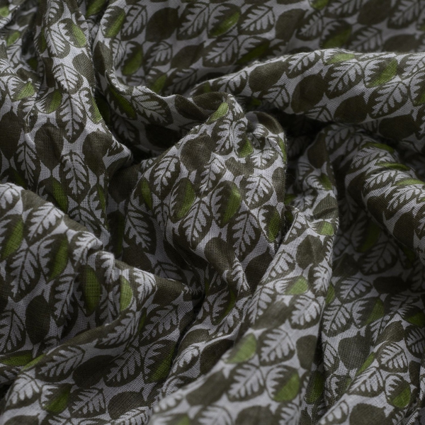 Green Colour Leaves Printed Scarf (Size 180x100 Cm)