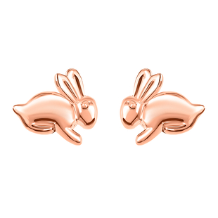 Rose Gold Overlay Sterling Silver Bunny Earrings (with Push Back)