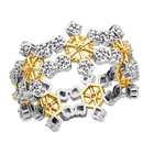 Diamond Snowflake Ring (Size J) in Platinum & Yellow Gold Overlay and Platinum Overlay Sterling Silver