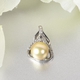 Royal Bali Collection- Golden South Sea Pearl and Natural Cambodian Zircon Pendant in Platinum Overlay Sterling Silver