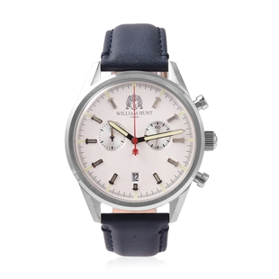 William Hunt - Swiss Movement Water Resistance Watch With Navy Blue Leather Strap