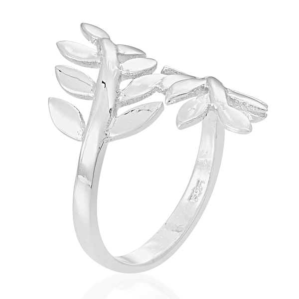 Thai Sterling Silver Leaves Crossover Ring, Silver wt 4.56 Gms.