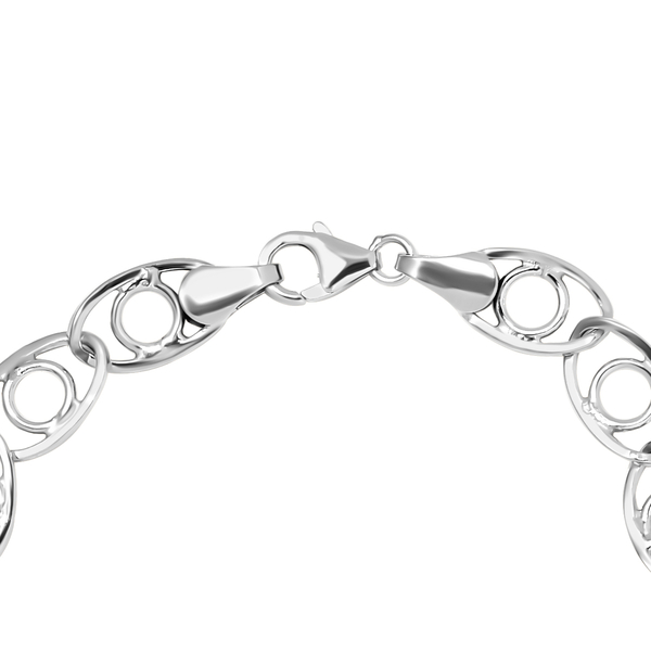 One Time Close Out Buy - Platinum Overlay Sterling Silver Link Bracelet (Size - 7.5) with Lobster Clasp, Silver Wt. 8.22 Gms
