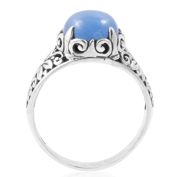 Royal Bali Collection - Blue Jade (Rnd) Filigree Ring in Sterling Silver 4.920 Ct
