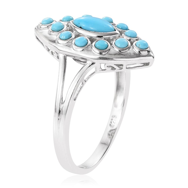 Arizona Sleeping Beauty Turquoise (Mrq) Ring in Platinum Overlay Sterling Silver 1.000 Ct.