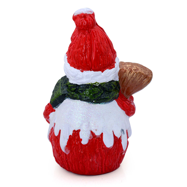 Multi Colour Ceramic Decorative Snow Man with Snowflake, Besom and LED Light