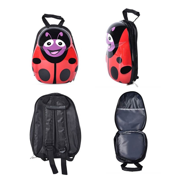 Cute Beetle Kids Backpack (Size 31x23x9cm) - Black and Red