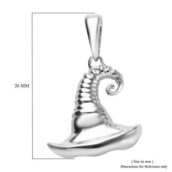 Platinum Overlay and Black Plating Sterling Silver Sorting Hat Pendant, Silver wt 4.08 Gms