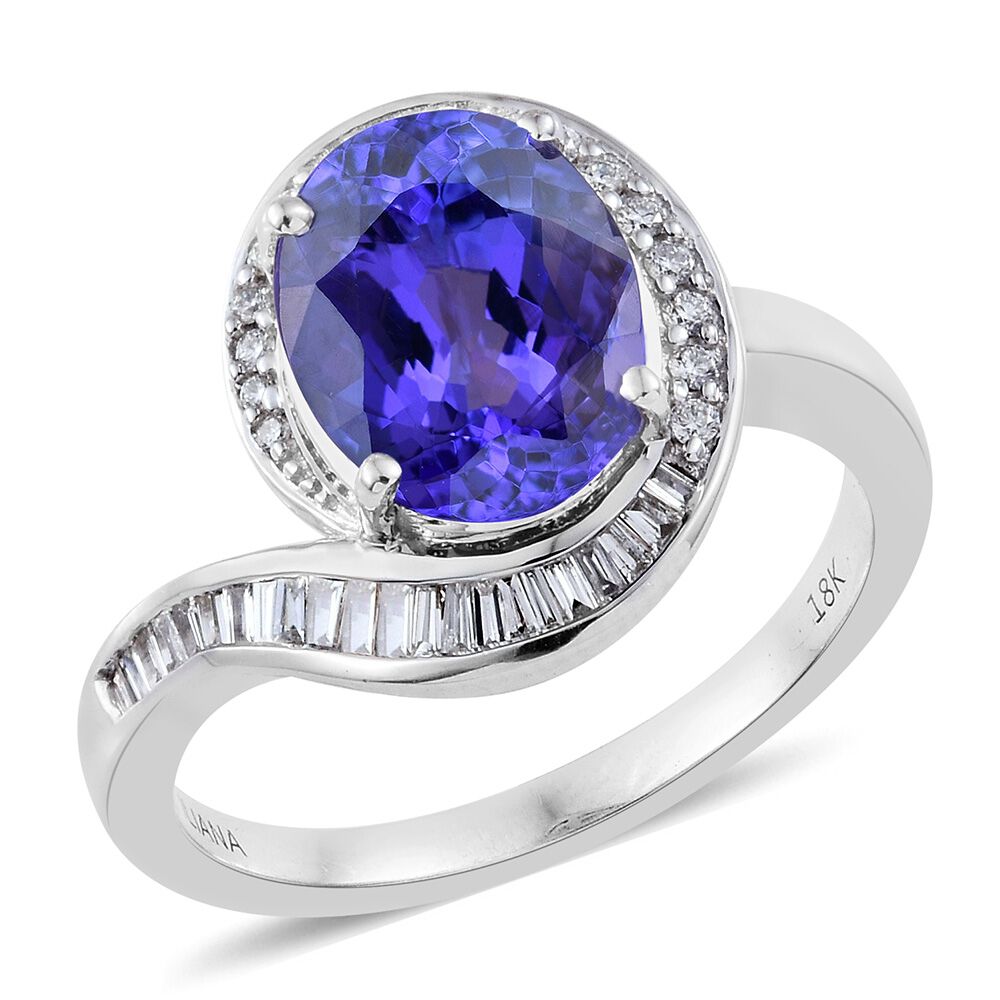 Exclusive Edition-ILIANA 18K W Gold AAA Tanzanite (Ovl 4.75 Ct), Diamond (SI-G-H) Ring 5.000 Ct.Gold