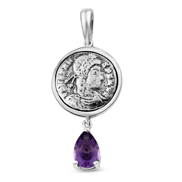 GP Amethyst and Blue Sapphire Pendant in Sterling Silver