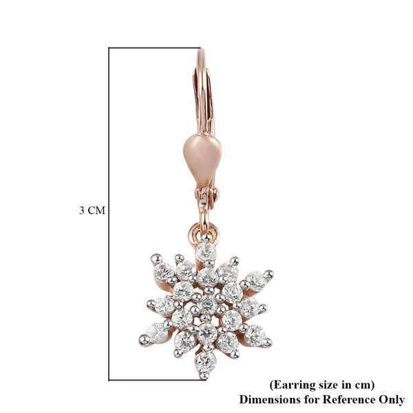 Natural Cambodian Zircon Lever Back Earrings in Rose Gold Overlay Sterling Silver 1.140 Ct.