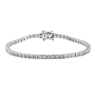 Diamond Cluster Bracelet (Size - 7.5) in Platinum Overlay Sterling Silver 2.00 Ct, Silver Wt. 11.83 