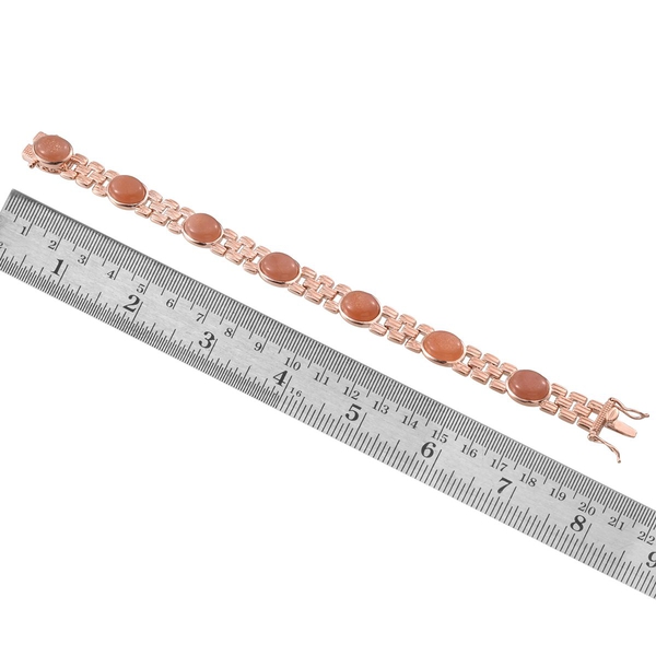 Morogoro Peach Sunstone (Ovl) Bracelet (Size 7.5) in Rose Gold Overlay Sterling Silver 26.000 Ct.
