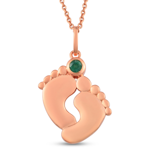 Brazilian Emerald Pendant With Chain (Size 20 with 4 inch Extender) in Rose Gold Overlay Sterling Silver. Wt. 6.40 Gms.