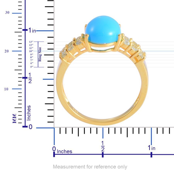 Arizona Sleeping Beauty Turquoise (Ovl 1.75 Ct), Sky Blue Topaz Ring in Yellow Gold Overlay Sterling Silver 2.250 Ct.
