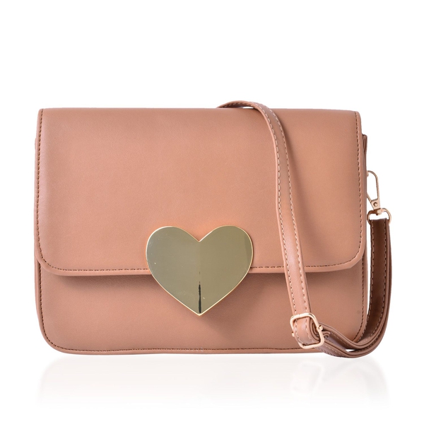 Cream Colour Crossbody Bag with Adjustable and Removable Shoulder Strap (Size 22.5x7x16 Cm)
