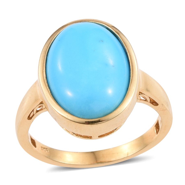 AAA Arizona Sleeping Beauty Turquoise (Ovl) Solitaire Ring in 14K Gold Overlay Sterling Silver 8.750