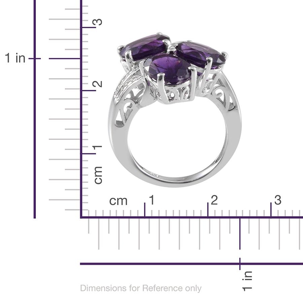 Lusaka Amethyst (Ovl) Trilogy Ring in Platinum Overlay Sterling Silver 5.000 Ct.