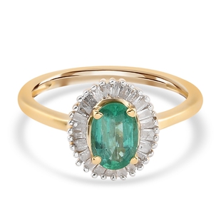 Premium Emerald and Diamond Ring in 14K Gold Overlay Sterling Silver 1.00 Ct.