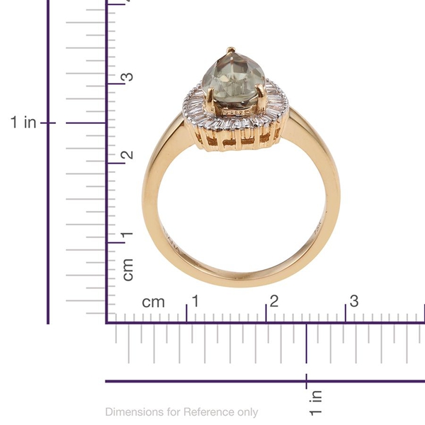 ILIANA 18K Yellow Gold 3.65 Carat Turkizite Pear Halo Ring with Diamond SI G-H.