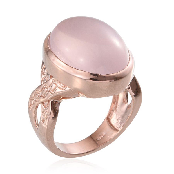 Rose Quartz (Ovl) Ring in Rose Gold Overlay Sterling Silver 18.000 Ct.