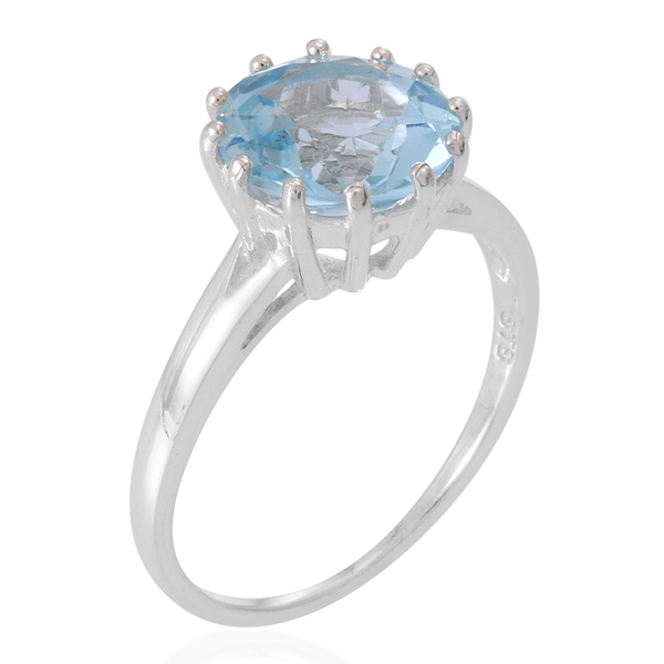 Sky Blue Topaz (Rnd) Solitaire Ring in Sterling Silver 4.500 Ct.