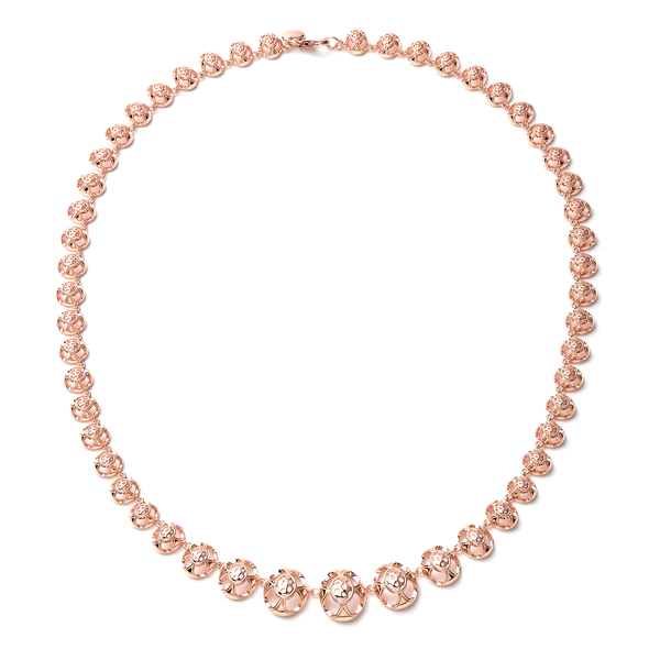 Rachel Galley Art Deco Collection - Rose Gold Overlay Sterling Silver Necklace (Size 20), Silver wt 39.41 Gms