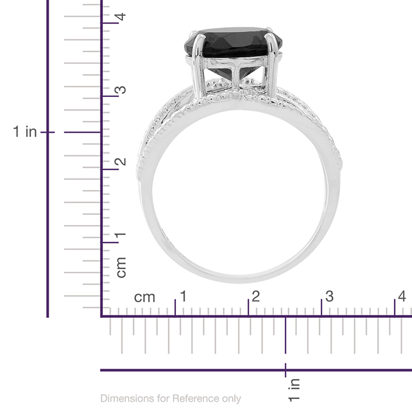Boi Ploi Black Spinel (Rnd) Solitaire Ring in Sterling Silver 3.650 Ct., Silver wt 4.85 Gms.