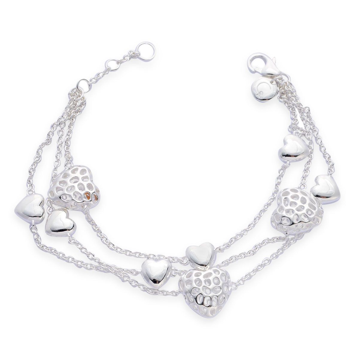 RACHEL GALLEY Lattice Amore Heart Bracelet in Sterling Silver 8 Inch
