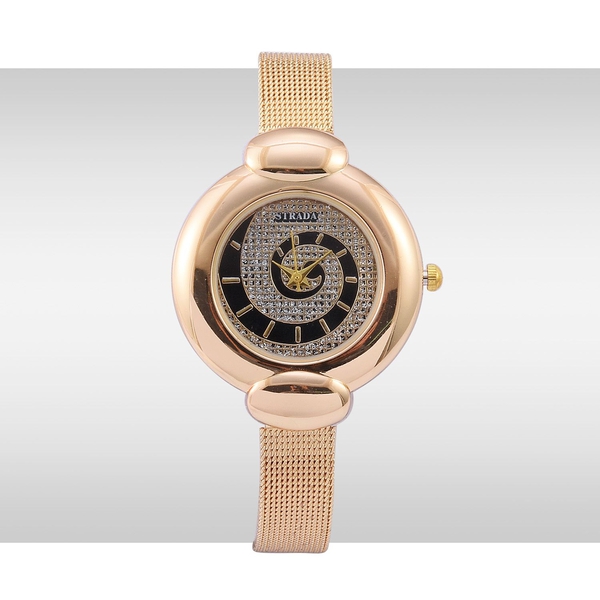 STRADA Japanese Movement Stardust Dial Water Resistant Watch in Gold Tone with Stainless Steel Back and Chain Strap