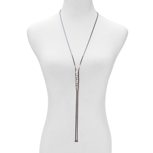White Austrian Crystal Necklace (Size 28) in Black Tone