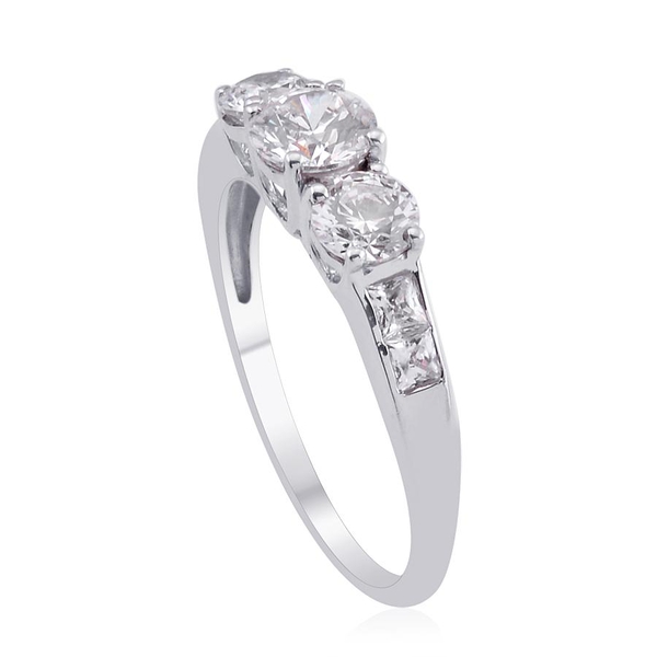 Lustro Stella - Platinum Overlay Sterling Silver (Rnd) Ring Made with Finest CZ 2.020 Ct.