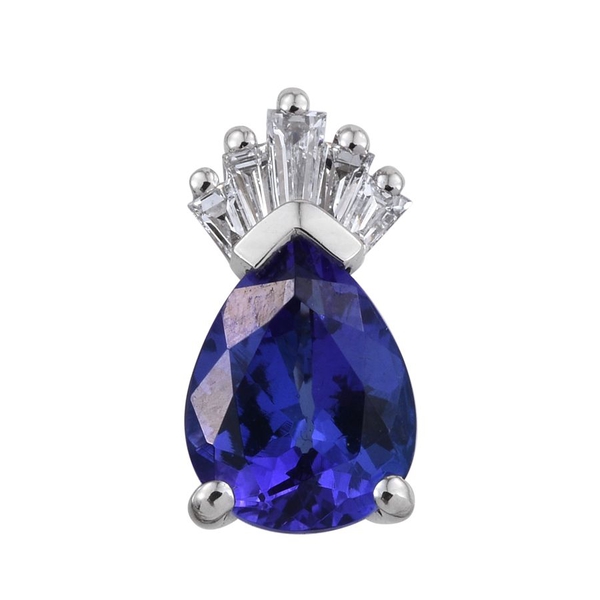 RHAPSODY 950 Platinum 1.50 Carat AAAA Tanzanite Pear Crown Pendant, Diamond VS E-F.