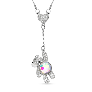 Simulated Mercury Mystic Topaz, Simulated Diamond and Simulated Black Spinel Bear Necklace (Size - 2