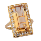 Citrine and Natural Cambodian Zircon Ring (Size L) in Yellow Gold Overlay Sterling Silver 8.84 Ct.