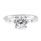 ELANZA Simulated Diamond Ring (Size Q) in Rhodium Overlay Sterling Silver