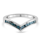 Blue Diamond Wishbone Ring (Size S) in Platinum Overlay Sterling Silver 0.25 Ct.