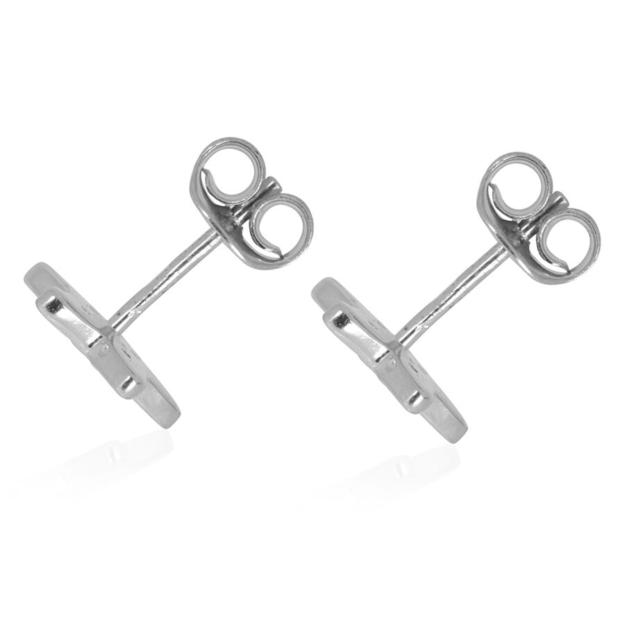 Set of Two - Diamond (Rnd) Star and Crescent Moon Earrings in Platinum Overlay Sterling Silver 0.150 Ct.